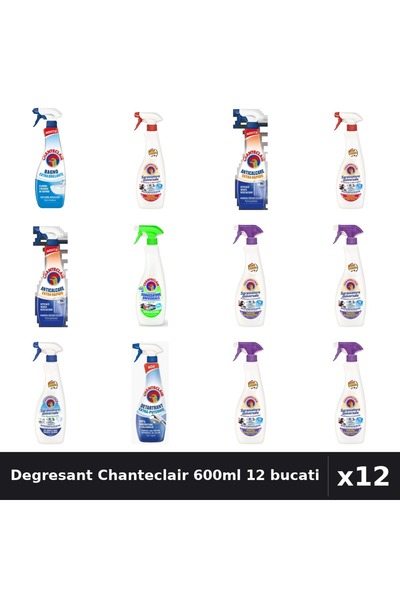 Chanteclair Set 12 Degresant Universal 600ml - 8 Arome Asortate, Lavanda, Mar...