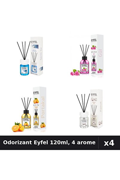 Eyfel Set 4 Odorizant Camera Betisoare - Cool Water, Trandafir, Portocală, Bu...