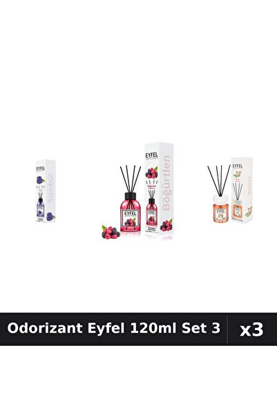 Eyfel Set 3 Odorizant Camera Betisoare 120ml - Zambile, Fructe Pădure, Acacia