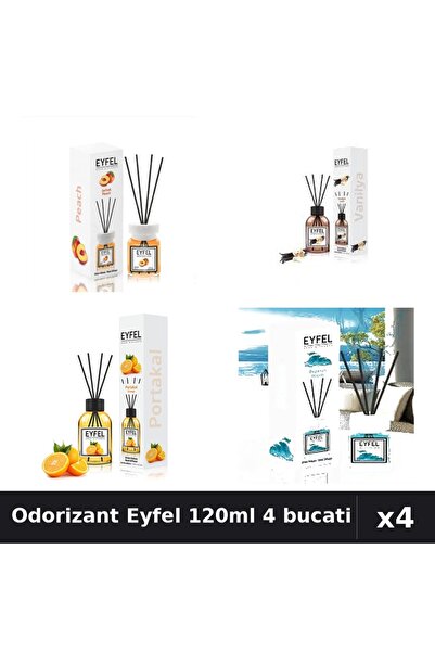 Eyfel Set 4 Odorizant Camera Betisoare 120ml - Ocean, Piersica, Portocala, Va...