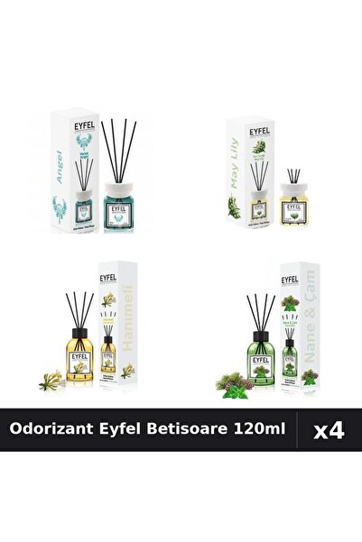 Eyfel Set 4 Odorizante Camera Betisoare 120ml - Angel, Lacramioare, Mână Maic...