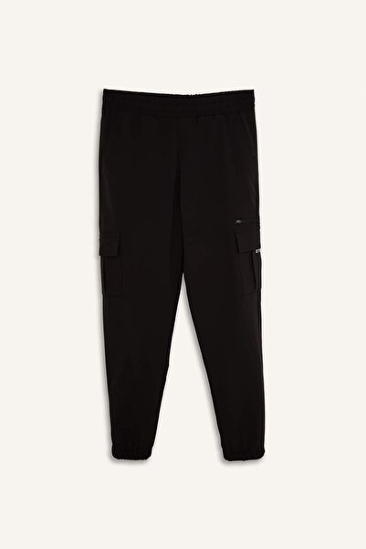 DeFacto Standard Fit Elastic Waist Woven Black Jogger H8609Ax26Sp