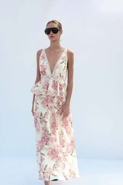 H&M Linen-blend peplum dress