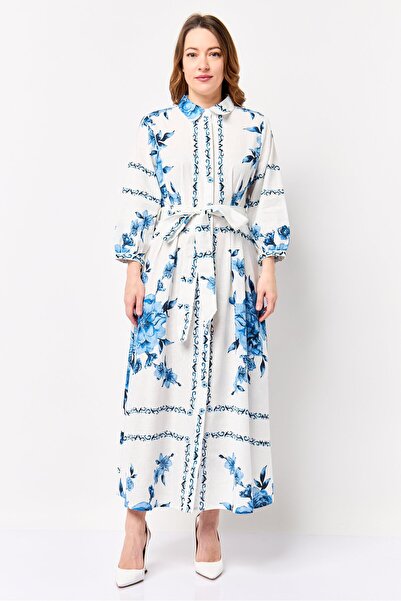 Kathy Ireland Women Floral Print Shirt Dress, Multicolor