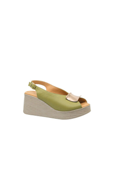 Dogati wedge sandals avocado green, made of leather MIR 4012