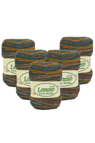 Lanoso 5 Pieces Cazz Batik (715) 100% Acrylic Hand Knitting Yarn Self-Pattern...