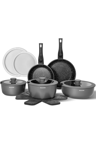 OEM Set of 17 pieces pots with detachable handle, non-stick ceramic Induction...