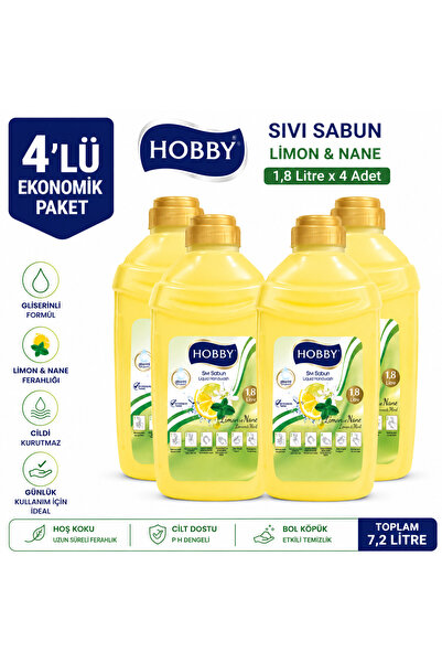 Hobby LİMON NANE SIVI SABUN 1.8 LT - (4 ADET)