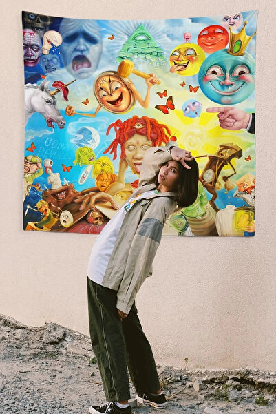 BSGSHOP Trippy Tasarım Duvar Halısı & Goblen | Trippie Redd Tarzı Dekoratif Örtü