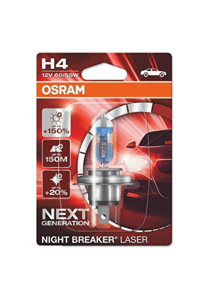 Osram Bec Nihgt Breaker Laser Gen2 H4 12V 60/55W, +150% lumină, blister 1 buc.