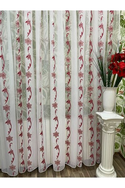 Liz Line Mechanically embroidered curtain, white color, from the "Roses and P...