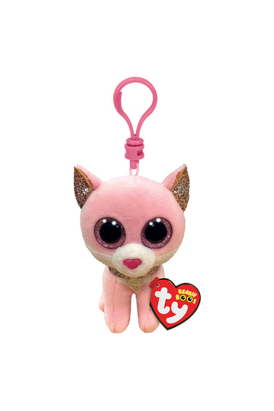 TY Beanie Boos Fiona Χνουδωτό Μπρελόκ Γατούλα Ροζ 8.5εκ