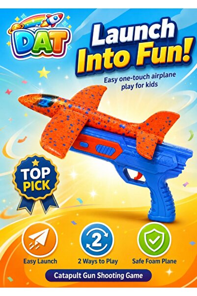 DAT Catapult Launcher Foam Glider Plane Toy Gun with Trigger Handle, Outdoor ...