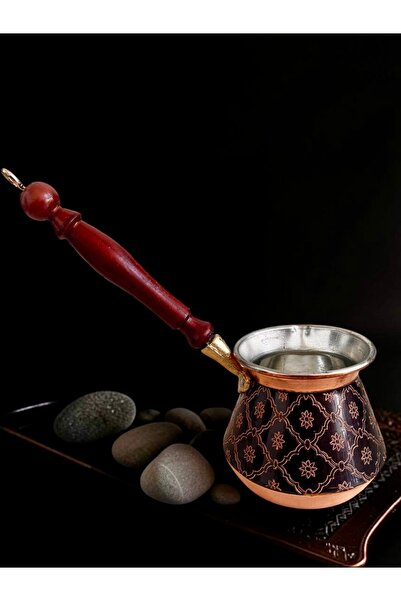 BARITCIOGLU Copper Cevze with Thick Embroidery for 8 Cups of Coffee