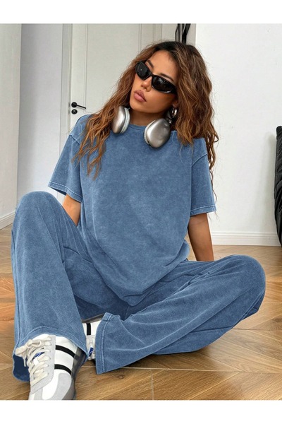 ZAVIXO Kadın Oversize Tişört ve Bol Paça Pantolon Takım Şık Stil