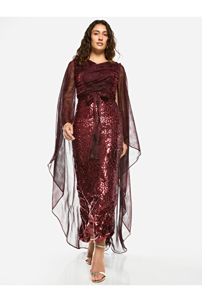 House of Moda By Styli Embellished Drape Tie-Waist Overlay Maxi Dress