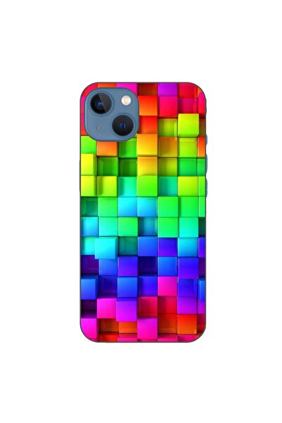 OEM Калъф, съвместим с Apple iPhone 13, силиконов гел TPU, с шарка на цветни ...