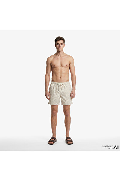Calvin Klein Medium Drawstring Covered Erkek Haki Deniz Şortu