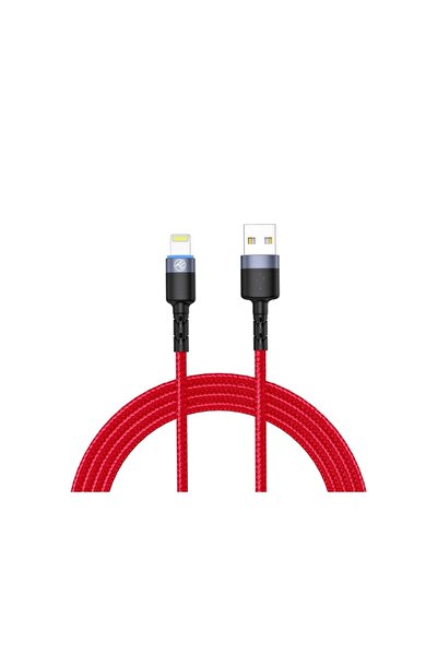 TELLUR Καλώδιο Lightning με LED, 3A, νάιλον, 1,2m, κόκκινο