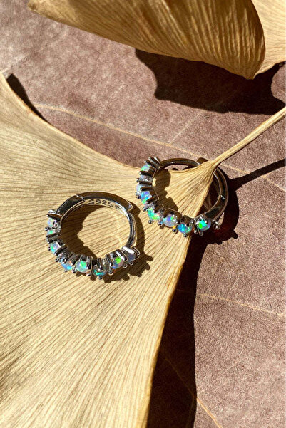 Spossy Silver Jewelry 925 Ayar Gümüş, Silver, Opal Taşlı, Zigzag Minimal Halk...