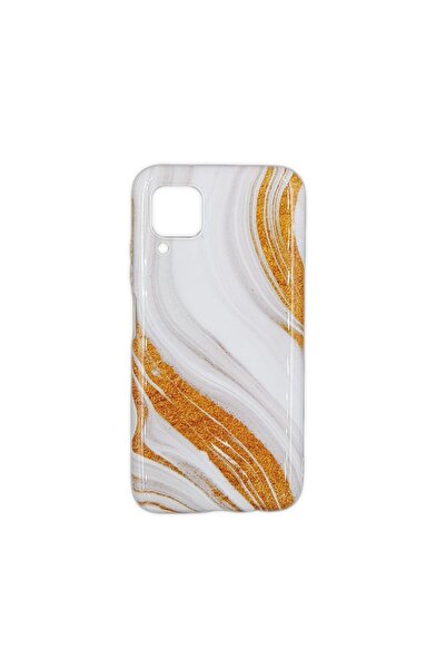 OEM Θήκη Marble Silicon Huawei P40 Lite Gold / White
