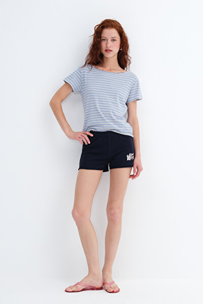Addax Printed Shorts with Elastic Waistband Ş10725