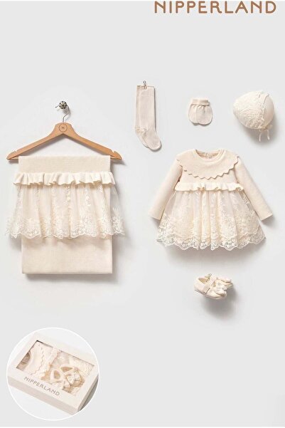 Nipperland Angel 6-Piece Knitwear Booties Set Cream