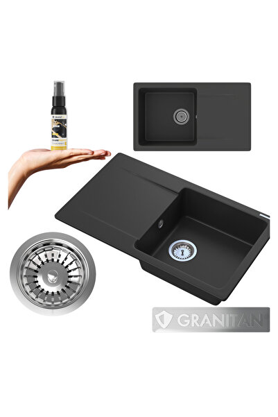 Granitan Pachet Chiuveta Granit Trendy, 76.5x44.8 cm, cu sifon cromat, pentru...