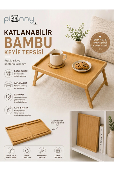 pionny Foldable Bamboo Enjoyment Tray