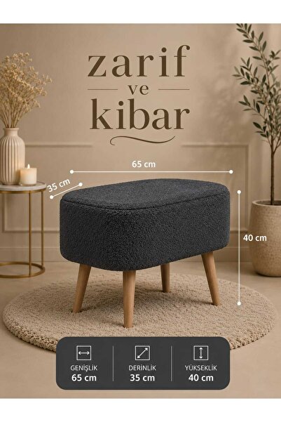 DEKOZUM PUFLY Peluş Çok Amaçlı Dekoratif Puf koltuk Dekoratif Puf 35X60 CM An...
