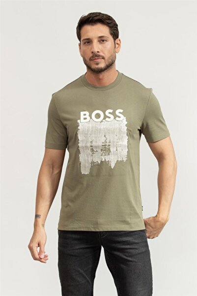 BOSS C-Thompson Erkek Bisiklet Yaka T-Shirt Yeşil