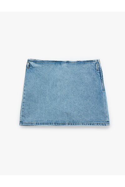 Koton Cotton Zippered Relax Fit Mini Denim Shorts Skirt