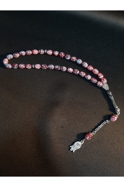 MRYart Pink and Gray Toned Oval Glass 33-Piece Prayer Beads