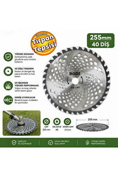 Rodi Elmas Tırpan Testeresi 255x40 Diş Tırpan Ot Kesme Disk Tepsi