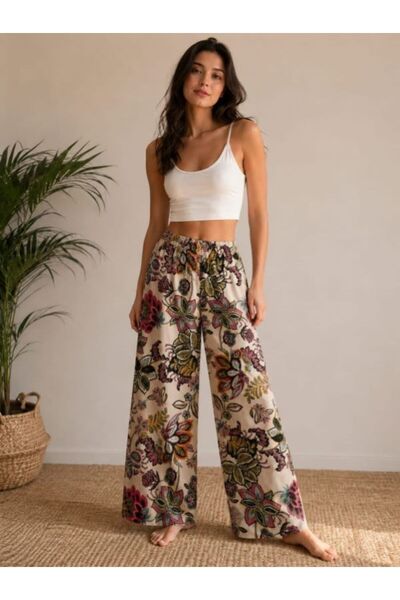 SHİROSA ležerne pantalone od viskoznog materijala sa uzorkom