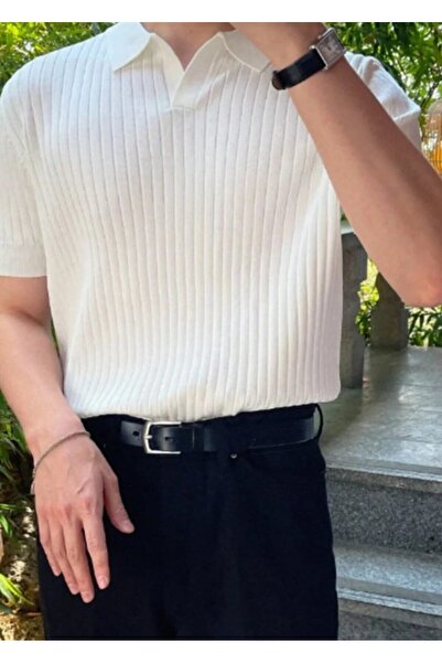 STG Erkek Polo Yaka Fitilli Triko Tişört Kısa Kollu Slim Fit Yazlık Şık Basic...