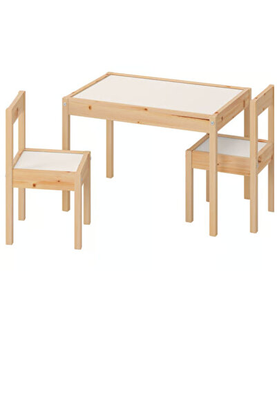 Latt Lätt Children's Table with Two Chairs, White/Fir