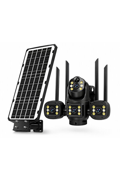 OEM Cameră de Supraveghere Solară 4G, 3 Lentile, PTZ 360°, Detectare Umană AI...