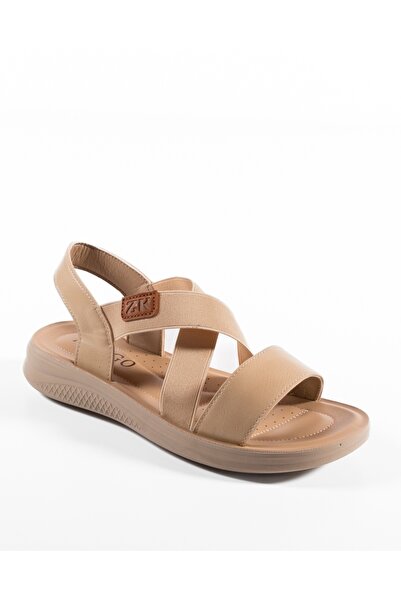 ALOGO Women's Khaki Sandals Made of Eco- Leather Jkk