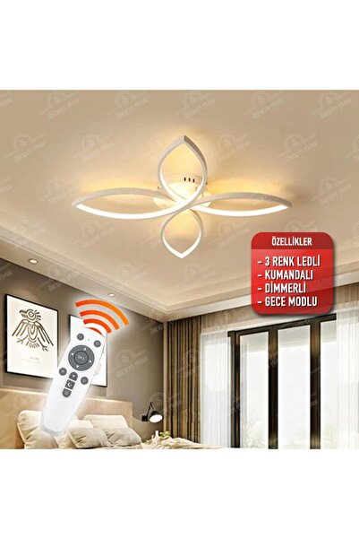 Elektroyou Venev Beyaz Kumandalı 3 Renk Ledli Dimmerli Plafonyer Modern Ledli...