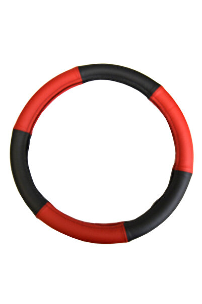 AUTOMAX Steering wheel cover, black genuine Leather and red Leather , 39-41cm