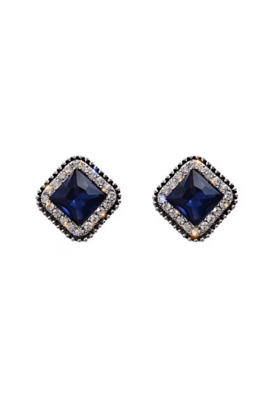 CRM Elegant Earrings for Women, CRM, Blue Silver
