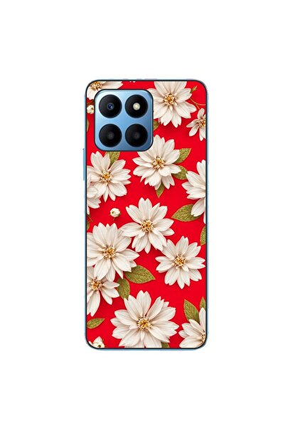 OEM Husa compatibila cu Honor X6 Silicon Gel Tpu Model White Flowers on Red B...