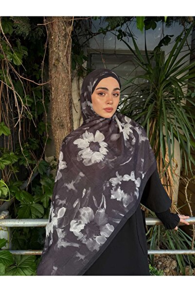ARZU SEMA شال مارلين ديسن بنمط البامبو الأسود مقاس 75x185 سم