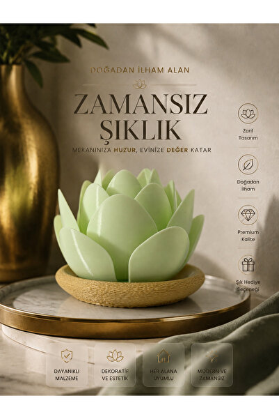 zulya Lotus Mumluk LED Işıklı Dekoratif Masa Üstü Biblo | Modern Minimalist P...