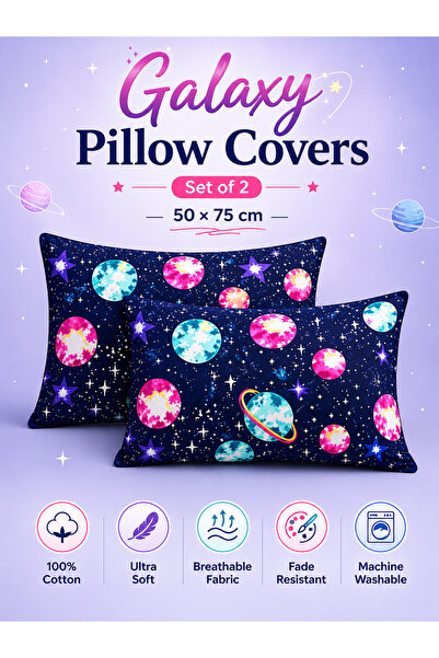 zeetwo Set of 2 Cotton Printed Pillow Covers – Soft Breathable Pillow Cases w...
