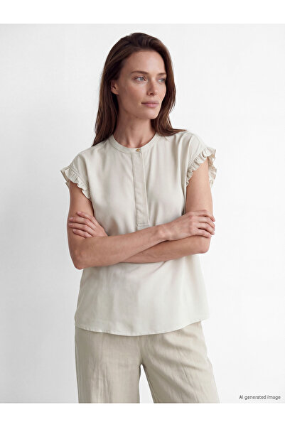 LC Waikiki Grandad Collar Frilled Blouse