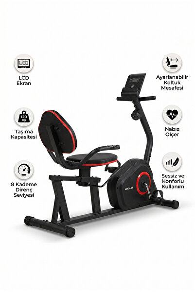 kochler Manyetik Yatay Kondisyon Bisikleti LCD Ekranlı 8 Kademeli Dirençli Ay...