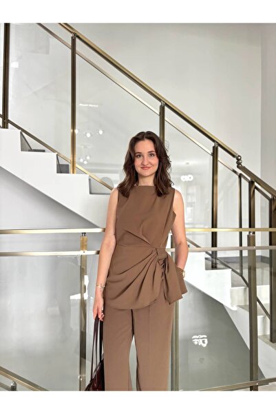 Sude Kızanlıklı Design Sleeveless Blouse Pants Set