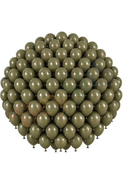 BeySüS Olive Color Latex Retro Balloons (30 cm) - 100 Pieces
